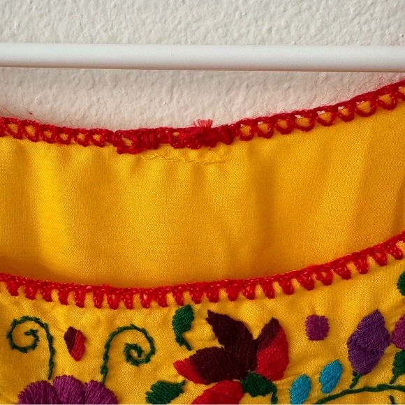 Flor de Luz Mexican handmade dress in Yellow - Picture 3 of 5